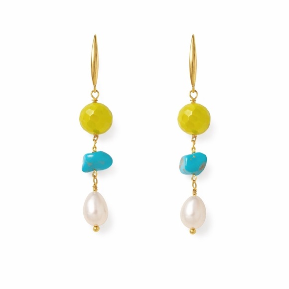 Anthropologie Jewelry - ⚜️ Elegant Gold and Turquoise Drop Earrings